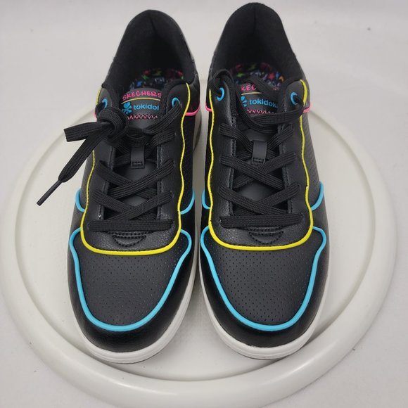 SKECHERS TOKIDOKI Womens 10 Shoes Upbeats RHYTHM Black Multi Sneakers - Picture 2 of 9